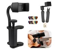 Guitar Ukulele Phone Holder String Winder Cotter Pin Puller 20pcs 0.71mm Guitar Picks Magnetic Phone Holder Ideal for Digital Sheet Music Teaching Video Recording