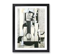 Guitar Vol.2 By Juan Gris Classic Painting Framed Print | A2 Black Framed Wall Art | Ready to Hang | Classic Music Picture | Living Room Bedroom Lounge Office