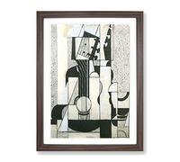 Guitar Vol.2 By Juan Gris Classic Painting Framed Print | A2 Walnut Framed Wall Art | Ready to Hang | Classic Music Picture | Living Room Bedroom Lounge Office