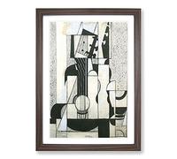 Guitar Vol.2 by Juan Gris Framed Print | A2 Walnut Framed Wall Art | Ready to Hang | Modern Music Picture | Living Room Bedroom Lounge Office