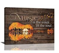 Guitar Wall Art Rustic Vintage Music Instruments Pictures Wall Decor Musical Theme Canvas Print Guitar Decorations Painting Framed Modern Home Artwork For Studio Bar Office Bedroom 16''x12''