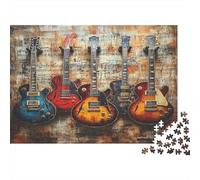 Guitar Wall Art-vintage Musical Decor 1000 Piece Jigsaw Puzzles for Adults in Vibrant Colours Colourful Jigsaws Vintage Guitars As An Aesthetic Jigsaw Puzzle for Home Decor Puzzle 52x38cm/1000pcs