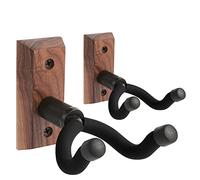 Guitar Wall Hanger, Guitar Wall Mounts 2 Pack, Guitar Hanger Hook Bracket Holder for Acoustic and Electric Guitars Bass Banjo Mandolin, Black Walnut Wood base by VEINTICO.