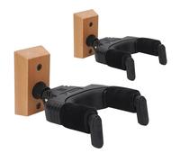 Guitar Wall Hanger Mount Stand for Acoustic and Electric Guitar, Ukulele, Bass, Banjo and Mandolin, Adjustable Hook Holder Rack with Real Wood Base and Black Cradle for Instrument Display 2 Pack