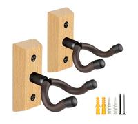Guitar Wall Mount 2 Pack, Beech Wood Guitar Hanger, U-Shaped Guitar Wall Hanger Mount, Guitar Holder Hook Stand Wall Mount Guitar Accessories for Acoustic, Electric Guitar, Banjo, Bass, Ukulele