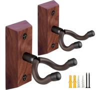 Guitar Wall Mount 2 Pack, Black Walnut Wood Guitar Hanger, U-Shaped Guitar Wall Hanger Mount, Guitar Holder Hook Stand Wall Mount Guitar Accessories For Acoustic, Electric Guitar, Banjo, Bass, Ukulele