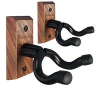 Guitar Wall Mount 2 Pack, Black Walnut Wood Guitar Hanger, U-Shaped Guitar Wall Hanger Mount, Guitar Holder Hook Stand Wall for Acoustic, Electric Guitar, Banjo, Bass, for Guitar Player Men Boy