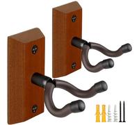 Guitar Wall Mount 2 Pack, Sapele Wood Guitar Hanger, U-Shaped Guitar Wall Hanger Mount, Guitar Holder Hook Stand Wall Mount Guitar Accessories for Acoustic, Electric Guitar, Banjo, Bass, Ukulele