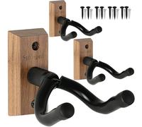 Guitar Wall Mount Hanger 3 Pack, Guitar Hanger,Black Walnut Guitar Hook Holder Stand for Acoustic Electric Bass Guitar Ukulele Mandolin at Home, Studio