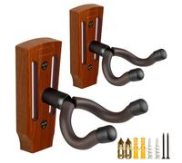 Guitar Wall Mount, U-shaped Guitar Wall Hanger, Guitar Holder, Hook, Wall Mount, Guitar Accessory for Acoustic, Electric Guitar, Bass, Ukulele with 5 Picks (Wood Color)