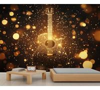 Guitar Wall Murals, Music Mural, Light and Shadow Guitar Wallpaper for Living Room Bedroom Study TV Background Decor - 280 * 200cm