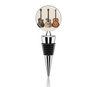 Guitar Wine Stoppers Decorative Beverage Bottle Stoppers Reusable Metal Wine Corks Vacuum Wine Bottle Sealer Leak Proof Keep Fresh for Standard Bottle