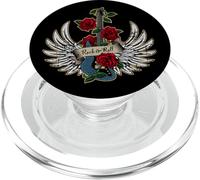Guitar Wings Roses Distressed Rock and Roll Music Design PopSockets PopGrip for MagSafe