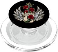 Guitar Wings Roses Distressed Rock and Roll Music Design PopSockets PopGrip for MagSafe