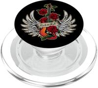Guitar Wings Roses Distressed Rock and Roll Music Design PopSockets PopGrip for MagSafe