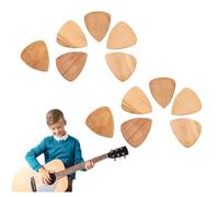 Guitar Wooden Guitar PicksThumb Slotted Ukulele Bass Shrapnel Flexible Guitar Pick Made of Real Wood for Electric Acoustic or Bass Guitar Instrument Accessories (12PCS)