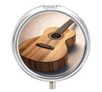 Guitar Wooden Pill Box, 3 Compartment Small Pill Case Waterproof Travel Pill Organizer for Pocket Or Purse Portable Mini Medicine Tablet Vitamin Holder Pill Case