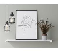 Guitarist Abstract One Line Drawing Guitar Line Art Framed Wall Art Shape Print Poster A4 - Wall Art Home Decor Movie Poster Canvas Film Cinema Retro Vintage Cult Classic Nostargic Saga Modern reprin