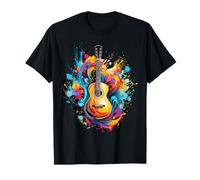 Guitarist Acoustic Guitar Player Colorful Splash Art T-Shirt