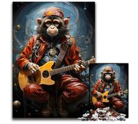 Guitarist Guitar Monkey Piece Jigsaw Puzzle Challenging Puzzles Ideal for Family Fun RelaxationHoliday Gifts 1000 PCS(75x50cm)