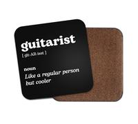 Guitarist Square Coaster - Musician Singer Dictionary Regular But Cooler Definition Funny Joke Hobby Men Women Kitchen Drink #82641