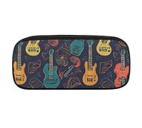 Guitarra Pattern Pencil Case Waterproof Leather Pencil Pouch Multi-purpose Aesthetic Makeup Bag Cute Pen Bag Large Cosmetic Bag for Office Stationery, Travel