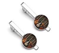 Guitars Art 2 Pcs Tie Clips for Men Necktie Tie Bar