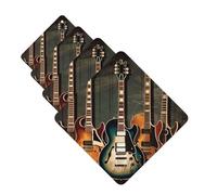 guitars art Car Air Freshener Cards Set of 4 Pieces Long Lasting Hanging Scented Cards for Bedroom Wardrobe Car Aromatherapy Tablets for Men Women Rearview Mirror Pendant