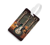 Guitars Art Luggage Tag for Travel, TPU Baggage Tags with Information Card, Personalized Suitcase Tags for Flying, Multifunctional Bag Tags for Business, Gift, White, One Size, Luggage Tag