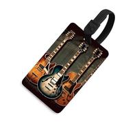 Guitars Art Luggage Tag for Travel, TPU Baggage Tags with Information Card, Personalized Suitcase Tags for Flying, Multifunctional Bag Tags for Business, Gift, Black, One Size, Luggage Tag