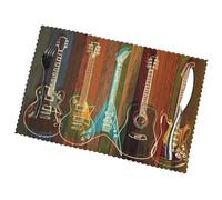Guitars Art Placemats Set Of 6, Dining Place Mats,Print Non-Slip Heat Resistant Washable Durable Table Placemats