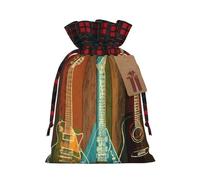 Guitars Art Print Christmas Drawstring Gift Bags Large Xmas Present Storage Bag