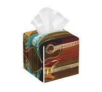 guitars art Print Leather Tissue Box Cover – Foldable Organizer for Bathroom, Living Room, Desk, Office, Car, and More