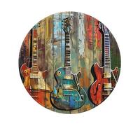 Guitars Art Printed Gaming Mouse Pad 4 PCS, Round Non-Slip Rubber Base Laptop Mousepad Desk Mat for Gamer, Office, Home