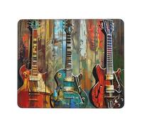 Guitars Art Printed Gaming Mouse Pad 8x7.6 Inches, Non-Slip Rubber Base Laptop Mousepad Desk Mat with Stitched Edges for Gamer, Office, Home