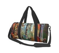 Guitars Art Printed Sports Gym Bag with Wet Pocket & Shoes Compartment, Travel Duffel Bag for Men Women
