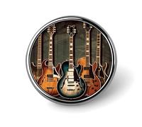 Guitars Art Round Aluminum Alloy Pin Badge Lapel Pin
