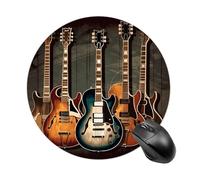 Guitars Art Round Mouse Pad 7.8 Inch, Portable Gaming Mouse Mat with Non-Slip Rubber Base & Smooth Surface, Waterproof Mousepad for PC, Laptop, Computer, Office, Home