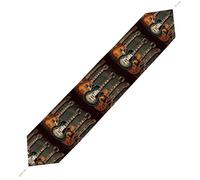 Guitars Art Table Runner for Dining Table, Short Plush Runners Washable & Durable Tablerunner Modern Home Decor for Wedding, Kitchen, Holiday 200*33cm