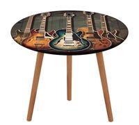 Guitars Art Tablecloth, Waterproof Round Table Cloth with Elastic Edge, Wipeable Washable Table Cover for Patio, Bistro, Party Tables, 120cm