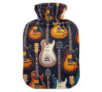 Guitars Black Hot Water Bottle with Soft Cover Bed Hand Feet Warmer Winter Gift Hot Water Bag for Menstrual Cramps Medium