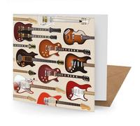 Guitars Greetings Card Suitable for Birthdays, Thank You, Any Occasion, 15 x 15 cms, Multi-Coloured