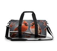 Guitars Gym Bag Small Travel Duffle Bag with Compartment Carry On Weekender Bag for Women Men, cute Cardinal Birds, 17.7in/9in/9in