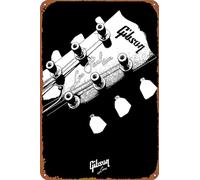 Guitars Music Gibson Les Paul Headstock Music Poster Metal Tin Sign Retro Wall Signs for Home Cafe Bar Pub Wall Decor 8x12 inch