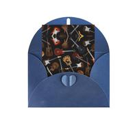 Guitars Patterned Blue holiday cards, thank you cards for anniversaries and birthdays