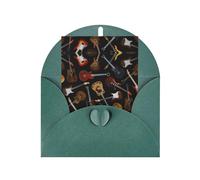 Guitars Patterned Dark Green holiday cards, thank you cards for anniversaries and birthdays