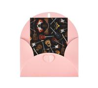 Guitars Patterned Pink holiday cards, thank you cards for anniversaries and birthdays