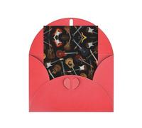 Guitars Patterned Red holiday cards, thank you cards for anniversaries and birthdays