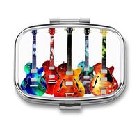 Guitars Pill Box 2 Compartment Square Pill Box for Pocket Purse Portable Travel Medicine Tablet Vitamin Holder Organizer Mini Decorative Pill Case