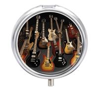 Guitars Pill Box-3 Compartment Small Pill Case Travel Pill Box for Purse & Pocket Portable Daily Pill Organizer to Hold Supplements Vitamins